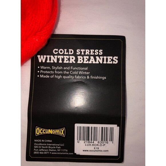 Occunomix Cold Stress Winter Beanie Insulated Orange Reflective Work Wear NEW - Picture 3 of 6